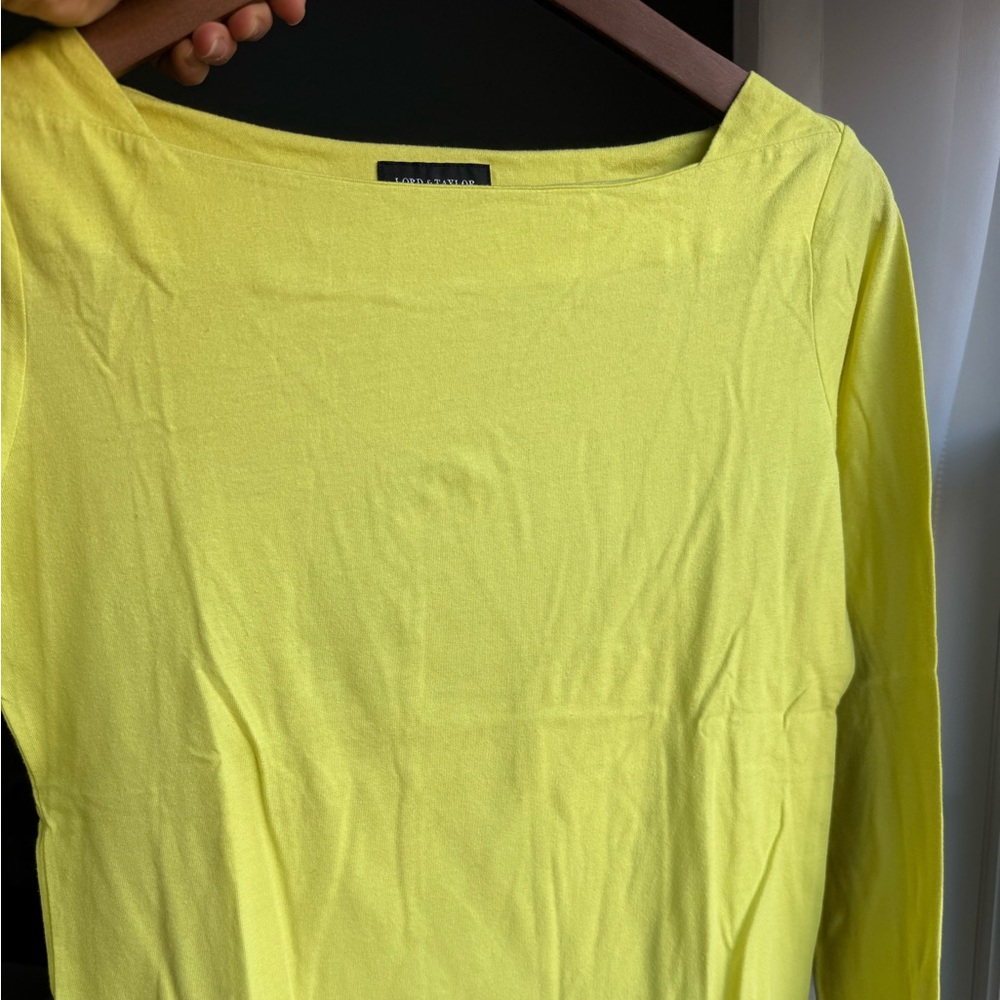 Lord & Taylor Neon Yellow Cotton Top
